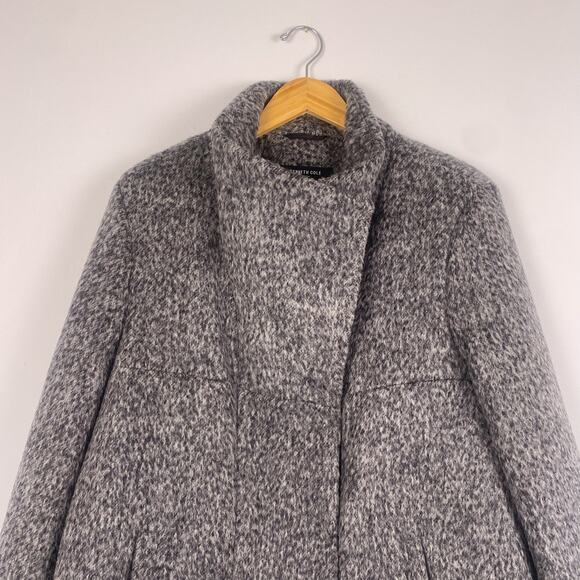 Kenneth Cole Asymmetrical Pressed Boucle Wool Coat Charcoal XL - Picture 4 of 9